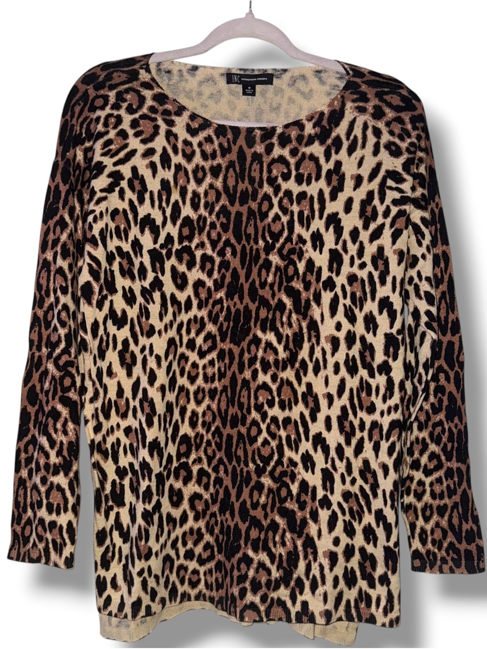 INC Leopard print lightweight pullover sweater